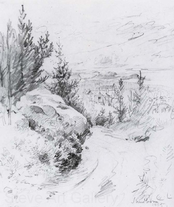 Carl Larsson First Glimpse of Sundborn Pencil Norge oil painting art